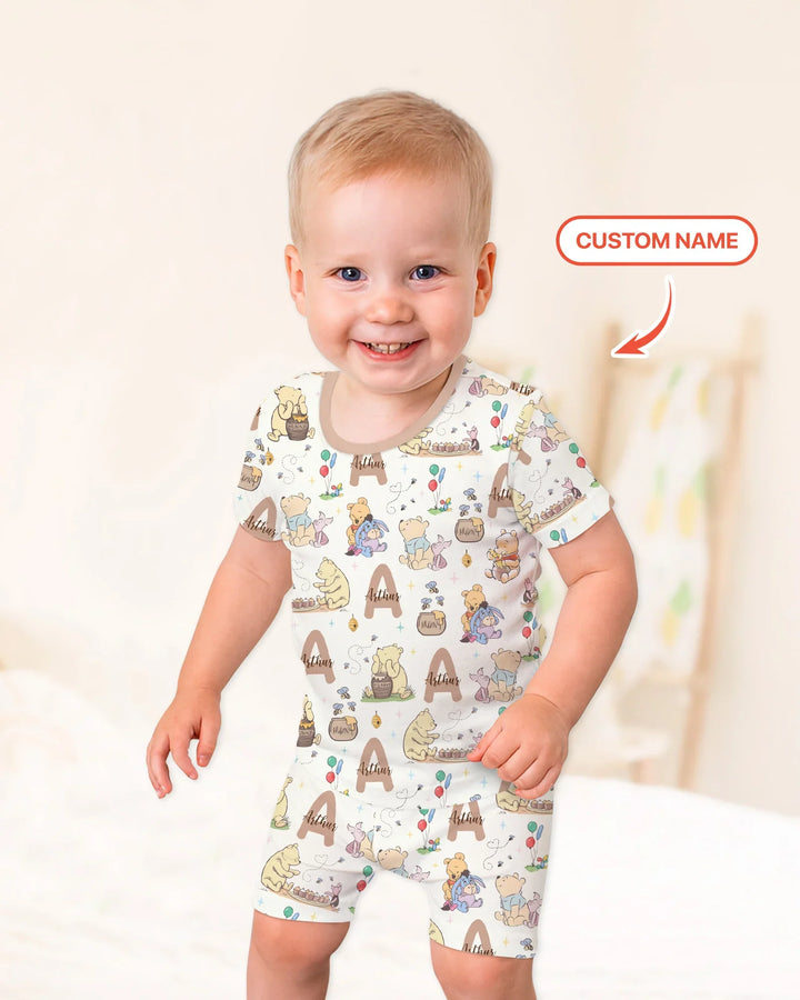 Zweiteiliges Pyjama-Set mit kurzen Ärmeln und Shorts im Sommer-Design