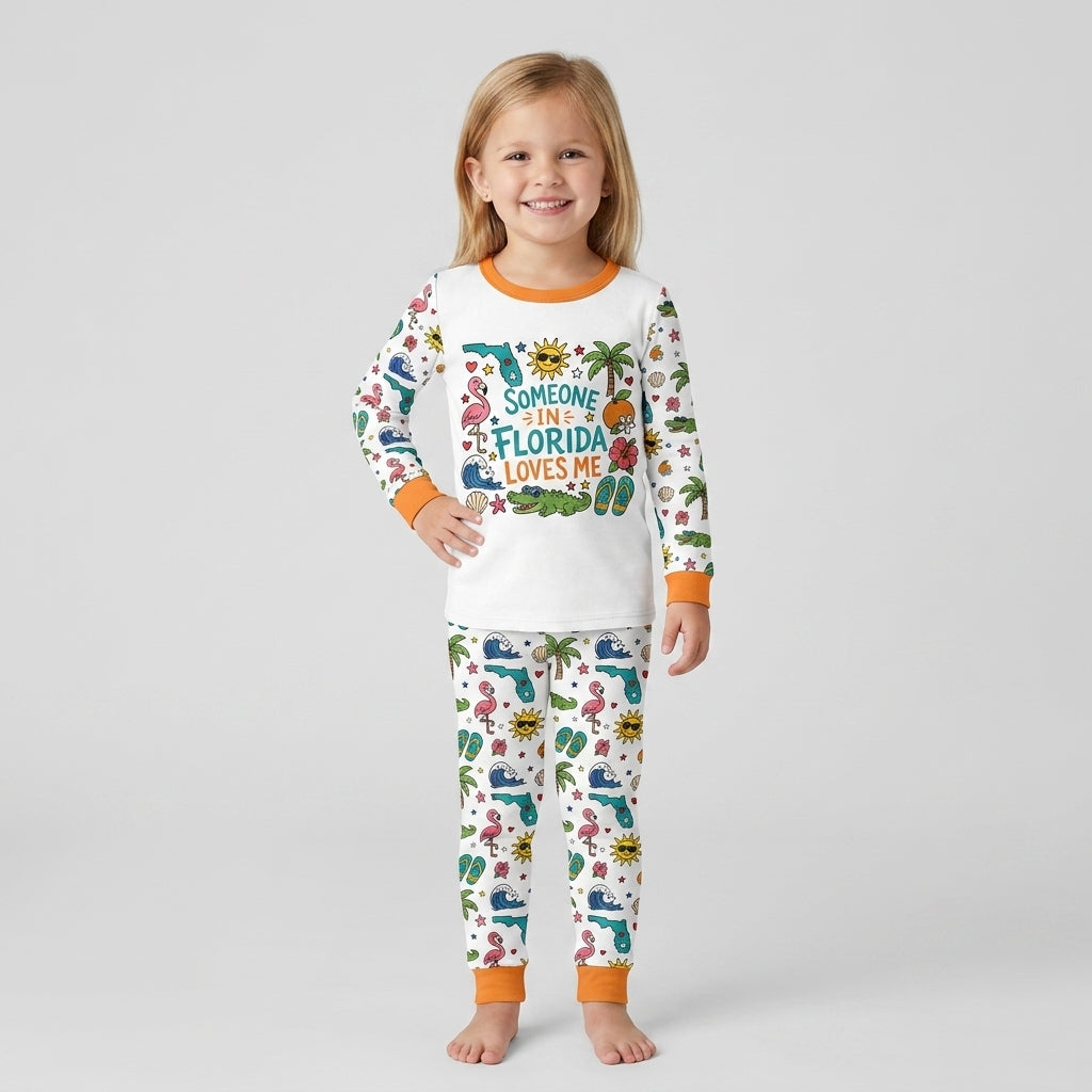 Someone in Florida Loves Me Bamboo Two Piece Long Sleeve Pajama Set - Art