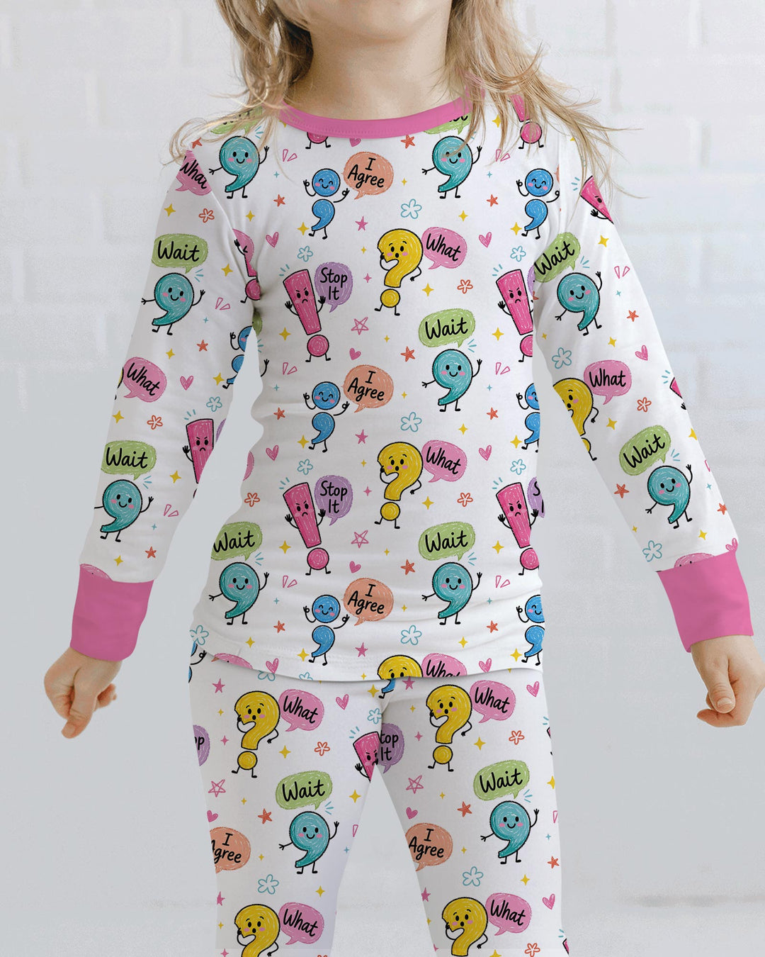 Punctuation Emotion Two Piece Long Sleeve Pajama Set