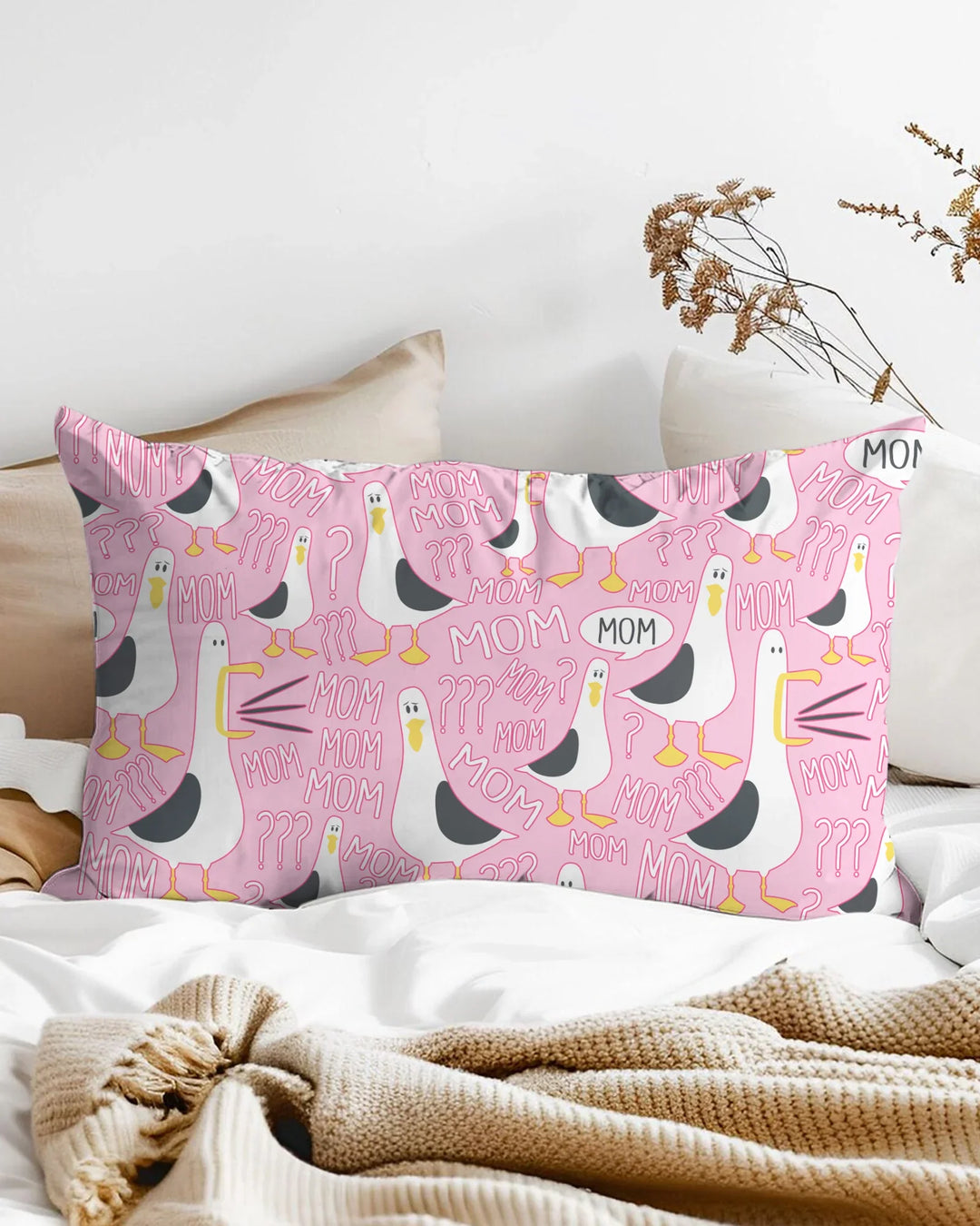Funny Seagull MOM Bamboo Pillow Case