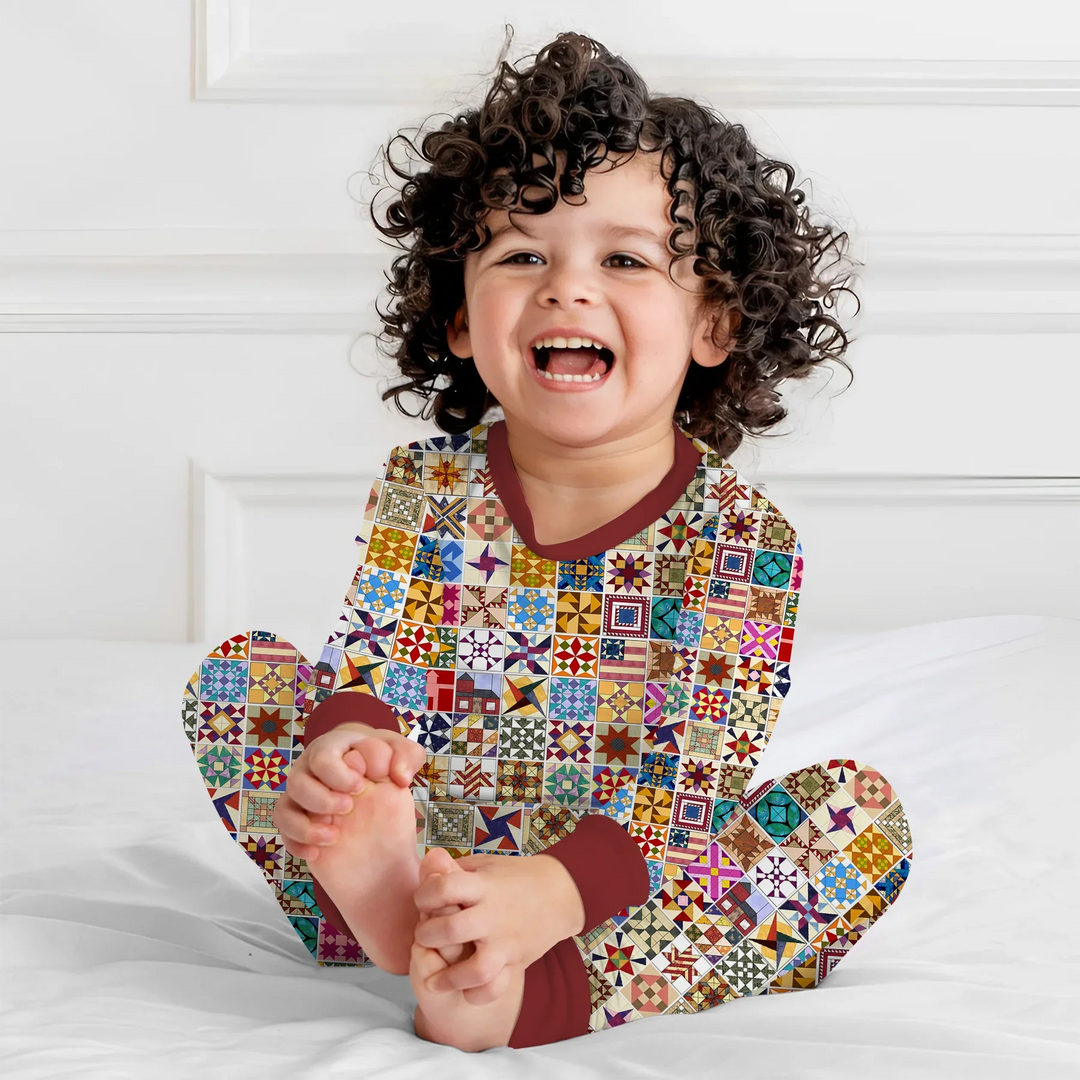Zweiteiliges Langarm-Pyjama-Set mit Sommerfrüchten