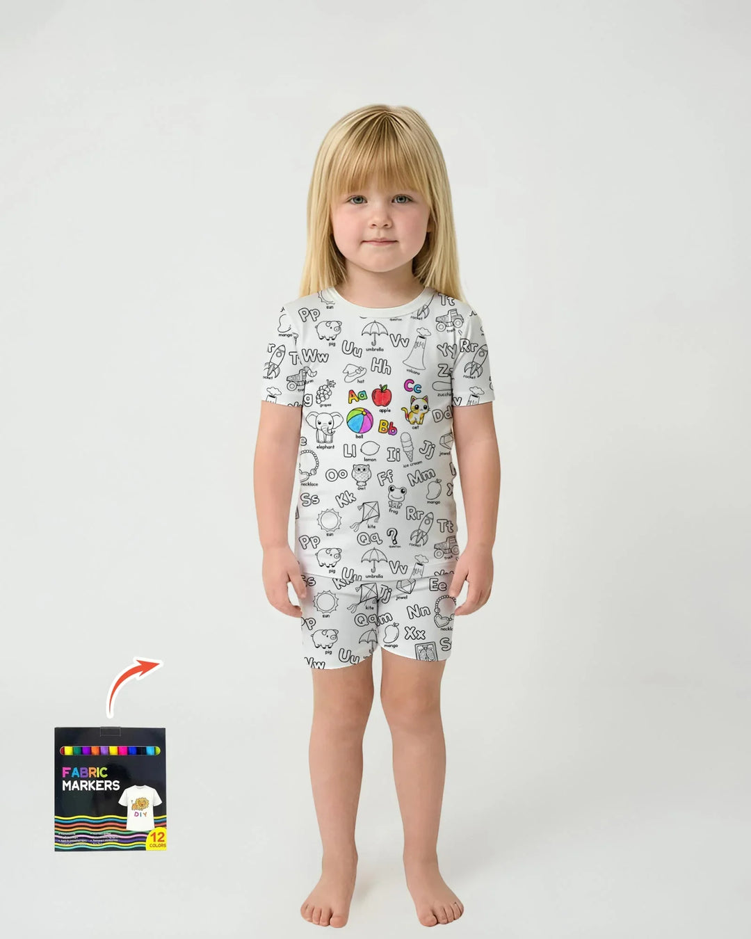 Template Zweiteiliges Pyjama-Set mit kurzen Ärmeln und Shorts