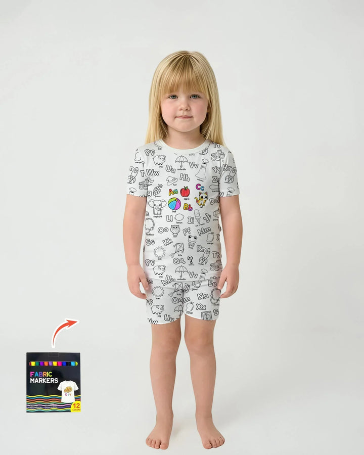 Template Zweiteiliges Pyjama-Set mit kurzen Ärmeln und Shorts