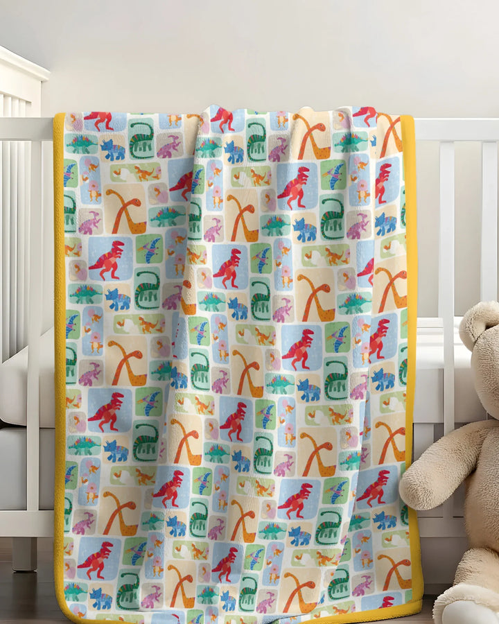 Rainbow Dino Friends Family Matching Bamboo Blanket