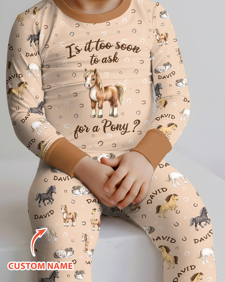 Custom Name Is It Too Soon to Ask for a Pony Bamboo Two Piece Long Sleeve Pajama Set