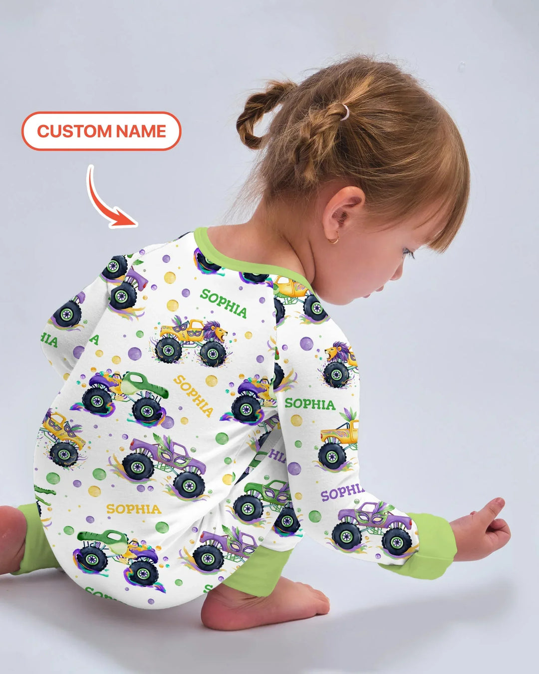 Custom Name Mardi Gras Monster Trucks Bamboo Convertible Zippy