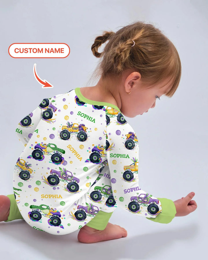 Custom Name Mardi Gras Monster Trucks Bamboo Convertible Zippy