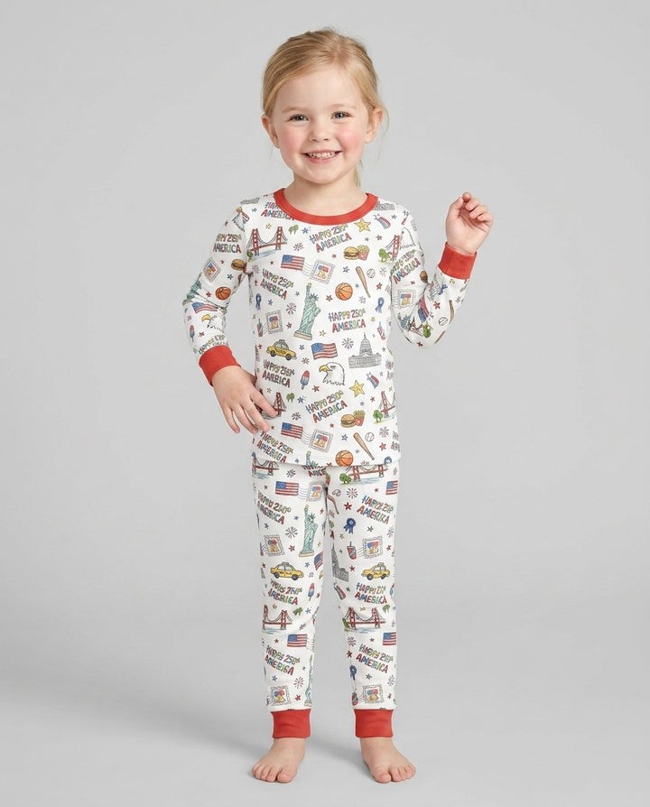 Zweiteiliges Langarm-Pyjama-Set mit Sommerfrüchten