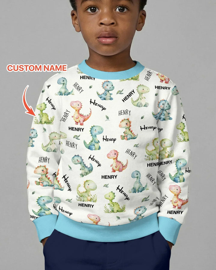 Dinosaur Custom Name Bamboo Crewneck Sweatshirt
