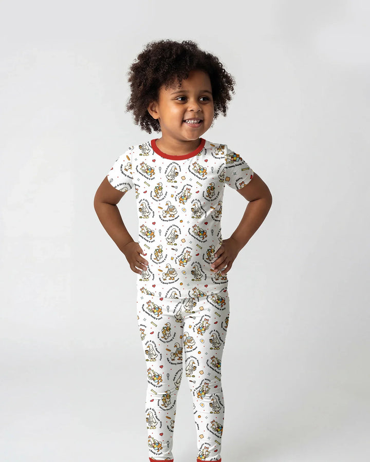Just A String Cheese Mama Era Mommy & Me Bamboo Two Piece Short Sleeve Pajama Set