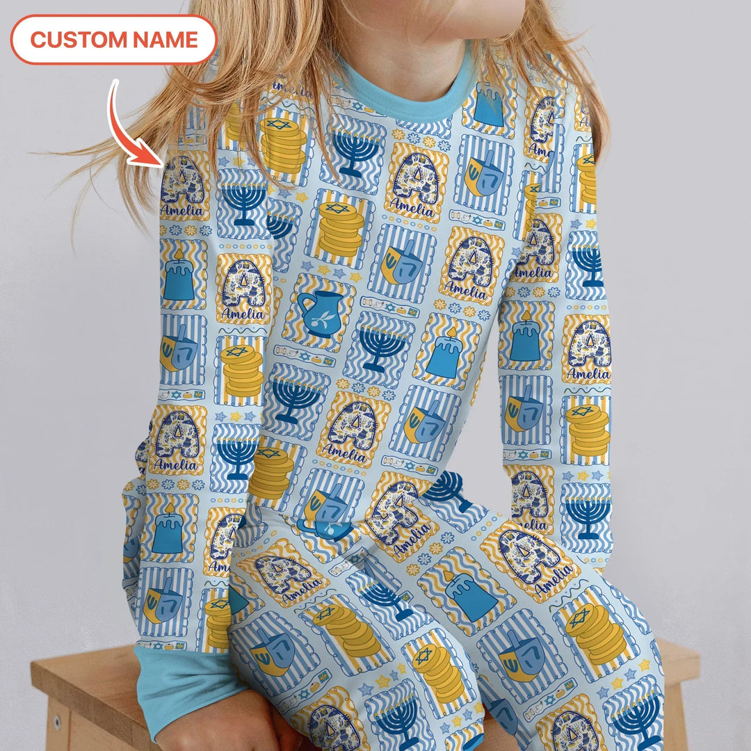 Zweiteiliges Langarm-Pyjama-Set mit Sommerfrüchten