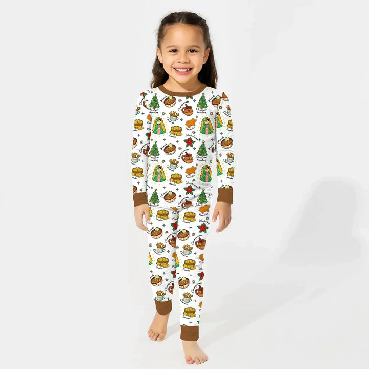 Zweiteiliges Langarm-Pyjama-Set mit Sommerfrüchten
