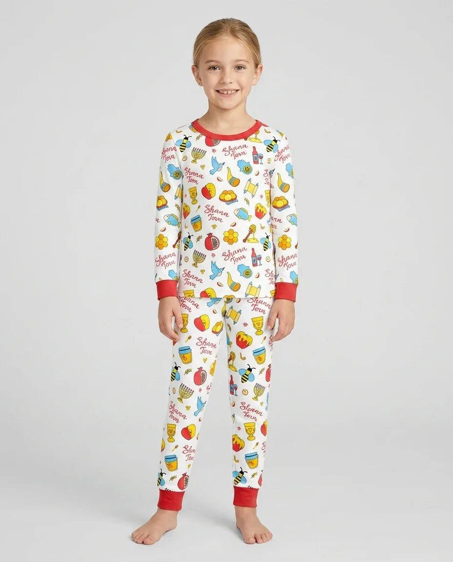 Zweiteiliges Langarm-Pyjama-Set mit Sommerfrüchten