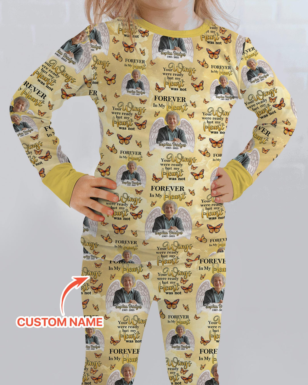 Custom Photo Forever In My Heart Family Matching Bamboo Two Piece Long Sleeve Pajama Set