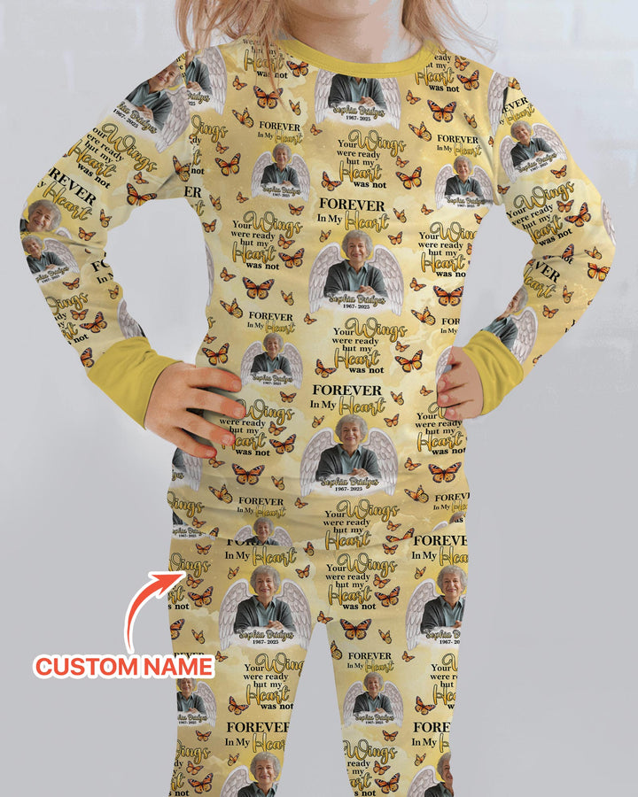 Custom Photo Forever In My Heart Family Matching Bamboo Two Piece Long Sleeve Pajama Set