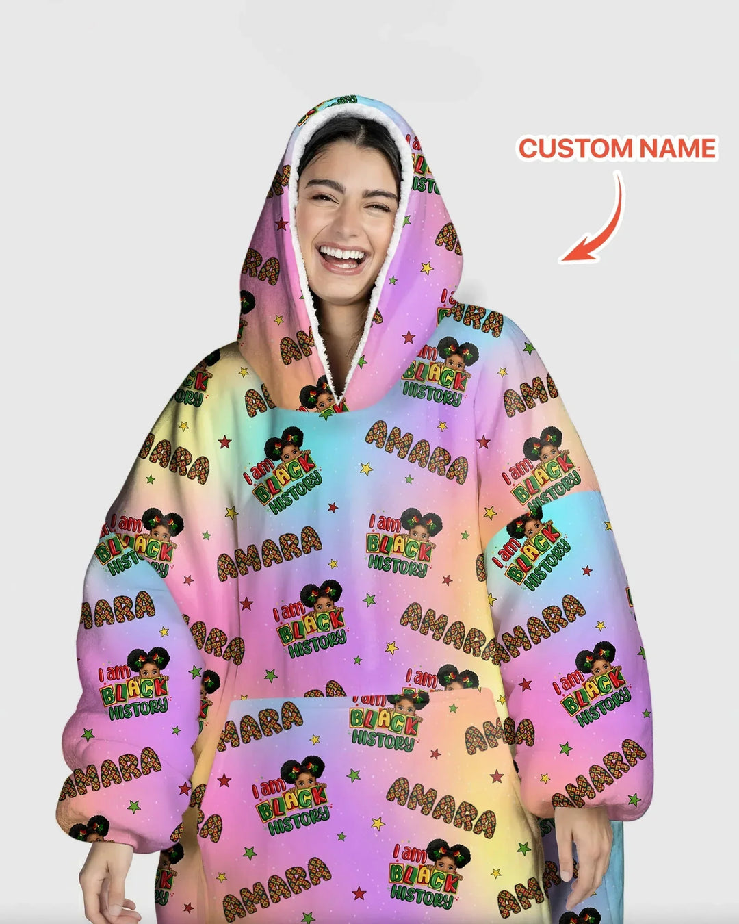 Personalisierter Name I Am Black History Personalisierter Bambus-Decken-Hoodie