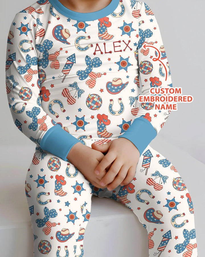 Zweiteiliges Langarm-Pyjama-Set mit Sommerfrüchten
