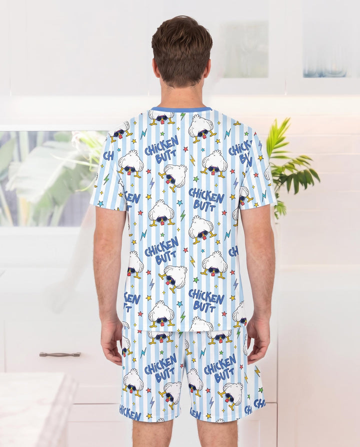 Guess What? Chicken Butt! Bamboo Men Short Sleeve Short Pajama Set