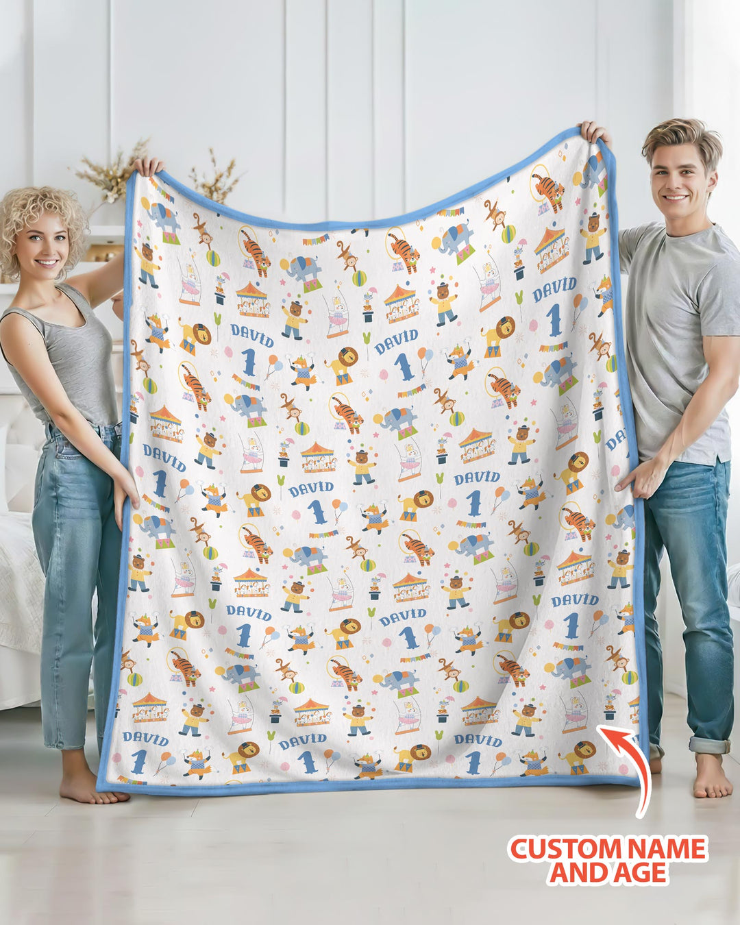 Custom Name Birthday Circus Bamboo Blanket