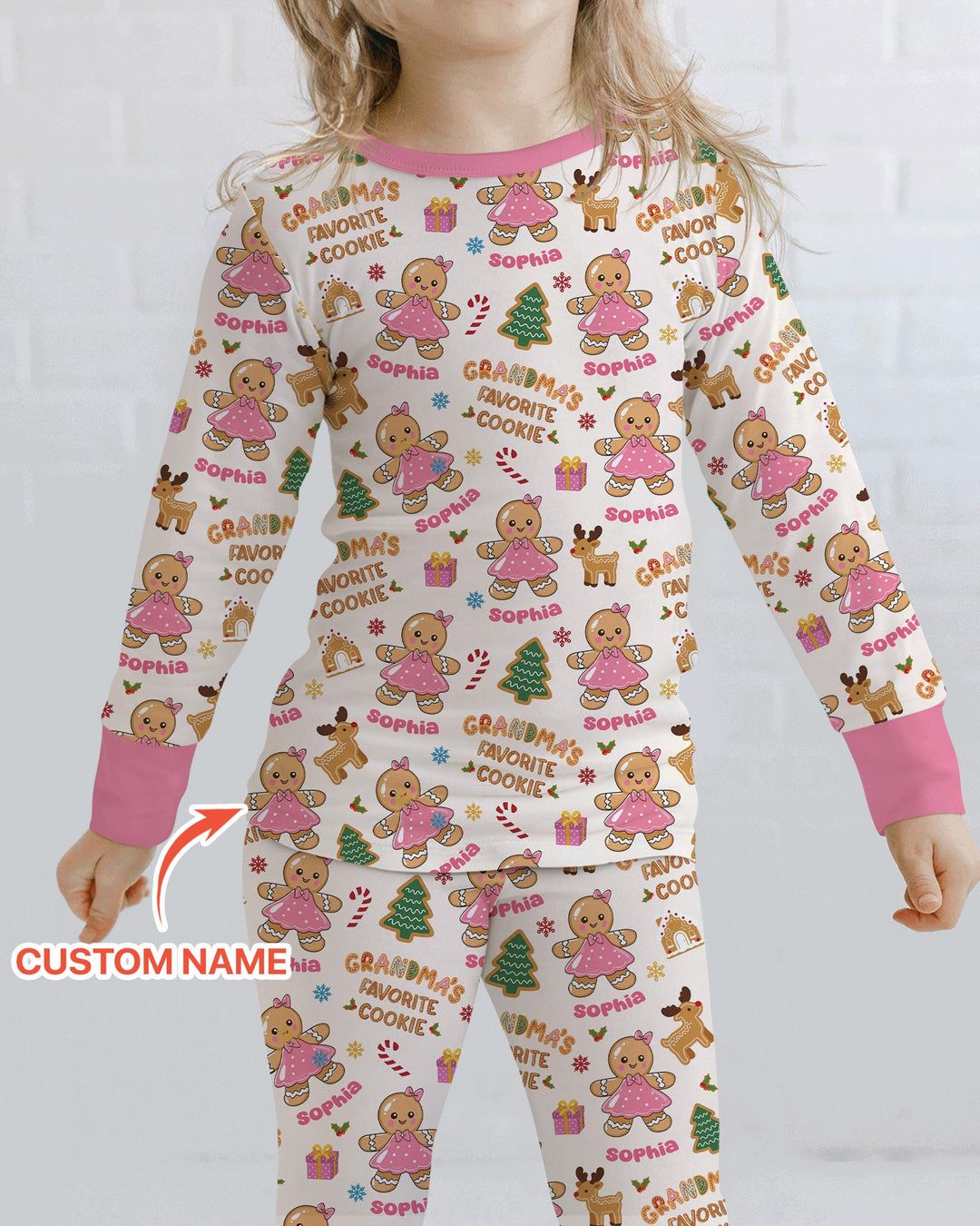 Personalized Grandma's Favorite Cookie Bamboo Two Piece Long Sleeve Pajama Set