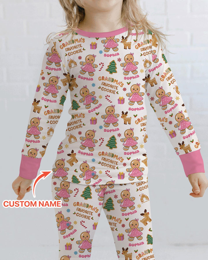 Personalized Grandma's Favorite Cookie Bamboo Two Piece Long Sleeve Pajama Set