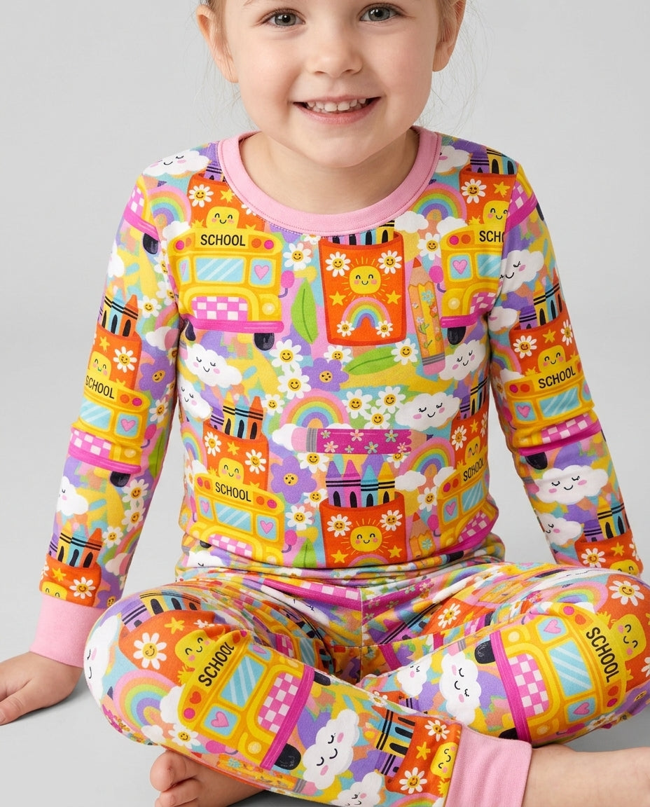Zweiteiliges Langarm-Pyjama-Set mit Sommerfrüchten