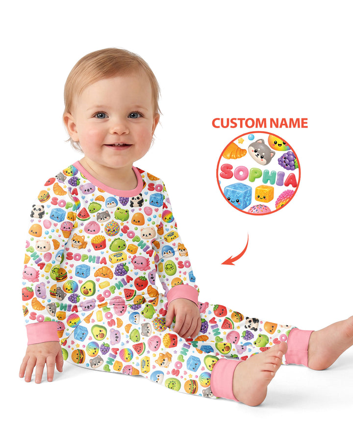 Just A Girl Who Loves Squishies Custom Name Bamboo Two Piece Long Sleeve Pajama Set
