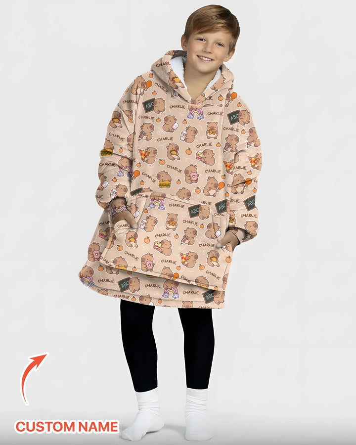 Personalisierter niedlicher Capybara Bambus-Deckenhoodie
