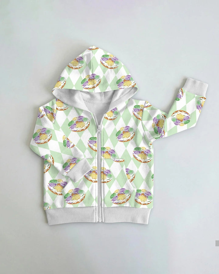 Mardi Gras Donut Bamboo Zip Hoodie