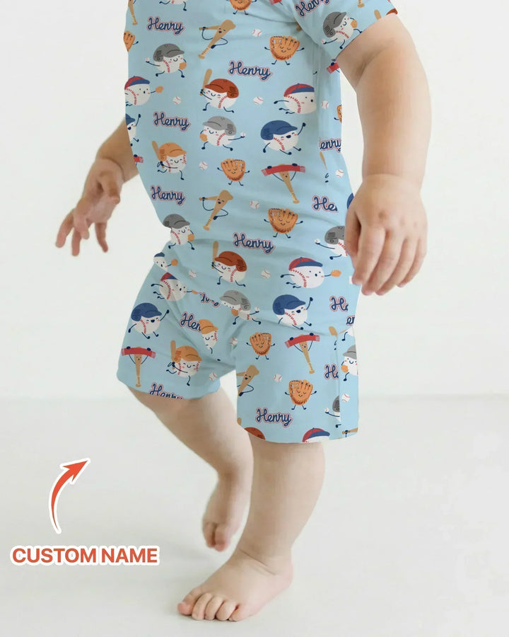 Zweiteiliges Pyjama-Set mit kurzen Ärmeln und Shorts im Sommer-Design