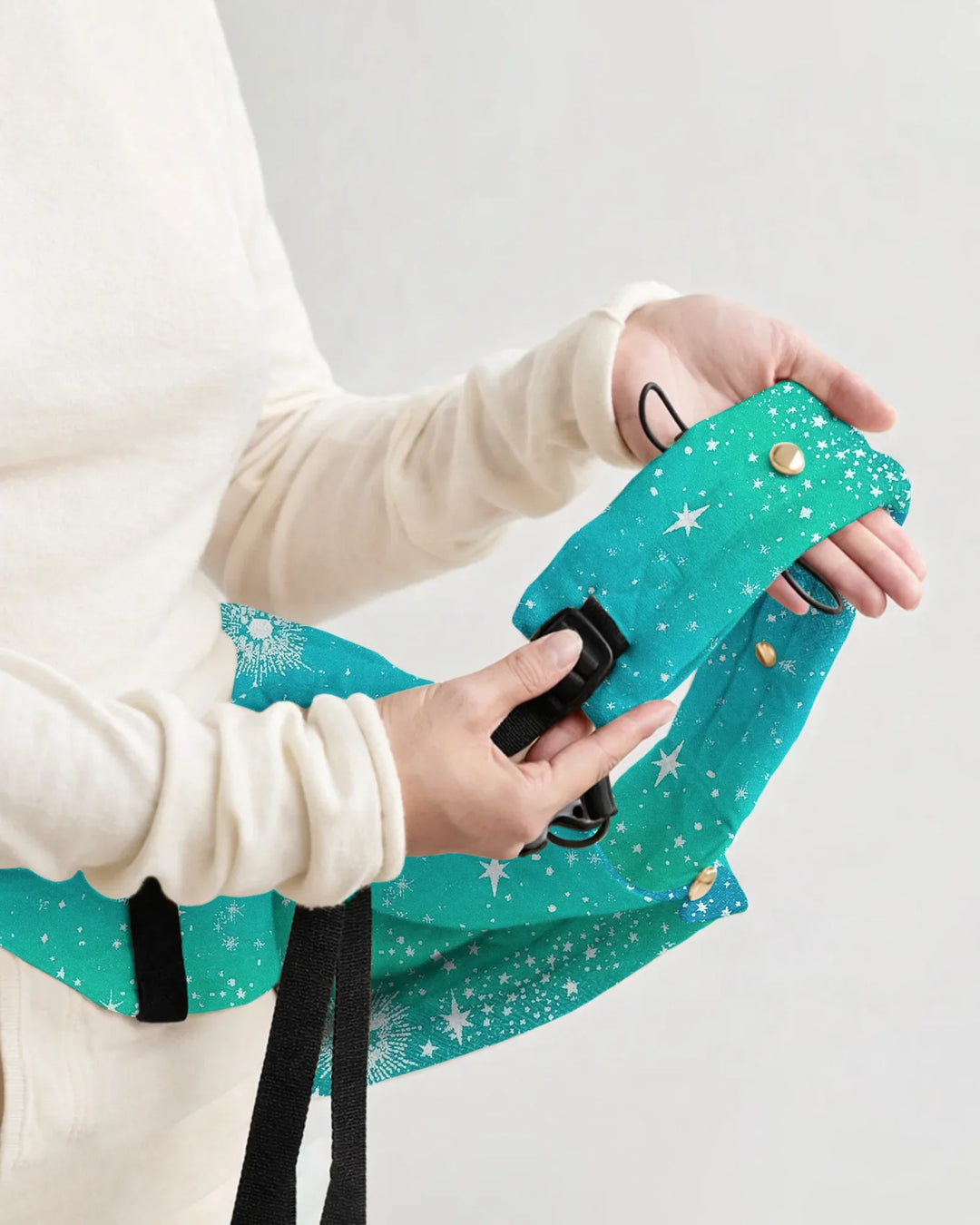 Teal Starry Night Glitzer Babytrage