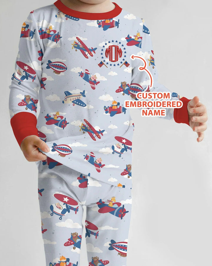 Zweiteiliges Langarm-Pyjama-Set mit Sommerfrüchten
