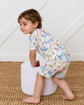 Flamingo Beach Family Matching Bamboo Two Piece Short Sleeve Shorts Pajama Set