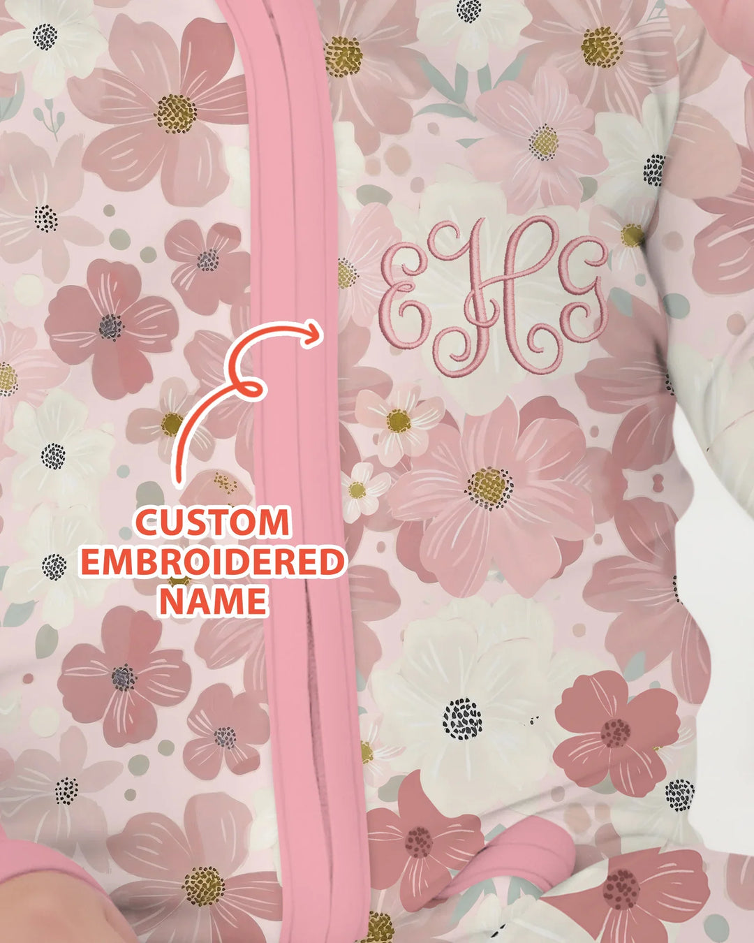 Custom Embroidered Name Floral Bamboo Convertible Zippy