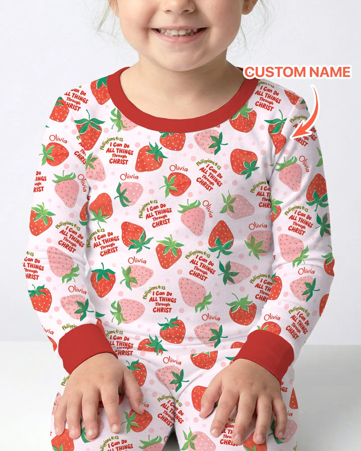 Zweiteiliges Langarm-Pyjama-Set mit Sommerfrüchten