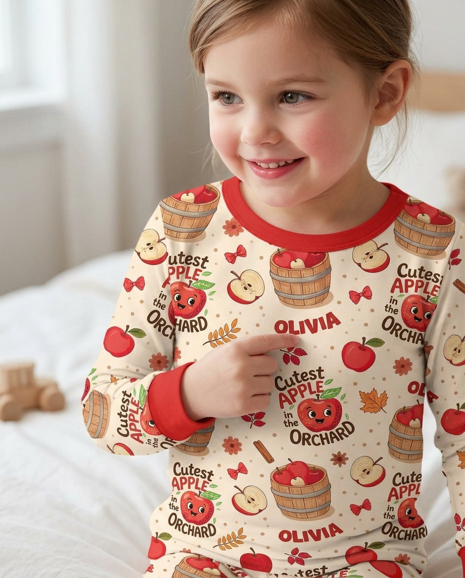 Cutest Apple In The Orchard Bamboo Two Piece Long Sleeve Pajama Set