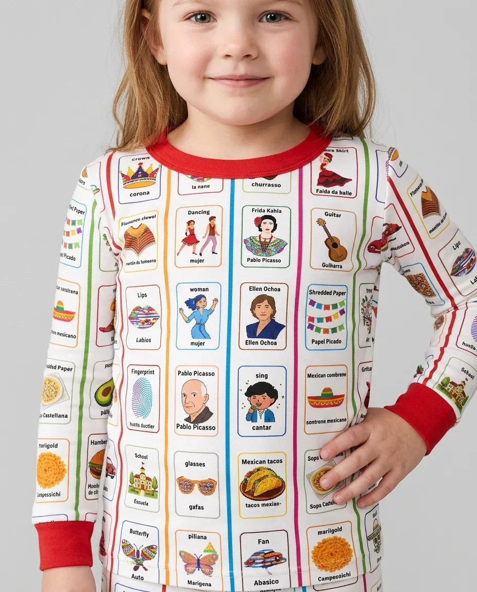 Zweiteiliges Langarm-Pyjama-Set mit Sommerfrüchten