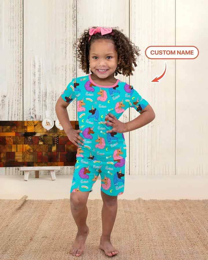 Zweiteiliges Pyjama-Set mit kurzen Ärmeln und Shorts im Sommer-Design