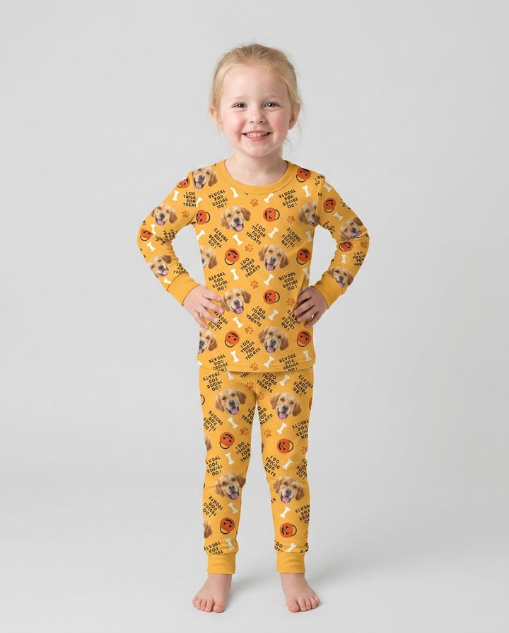 Custom Pet Photo Tricks for Treats  Bamboo Two Piece Long Sleeve Pajama Set