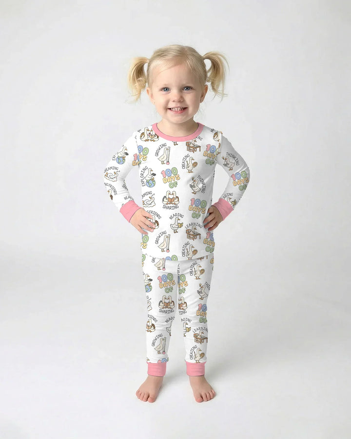 Zweiteiliges Langarm-Pyjama-Set mit Sommerfrüchten