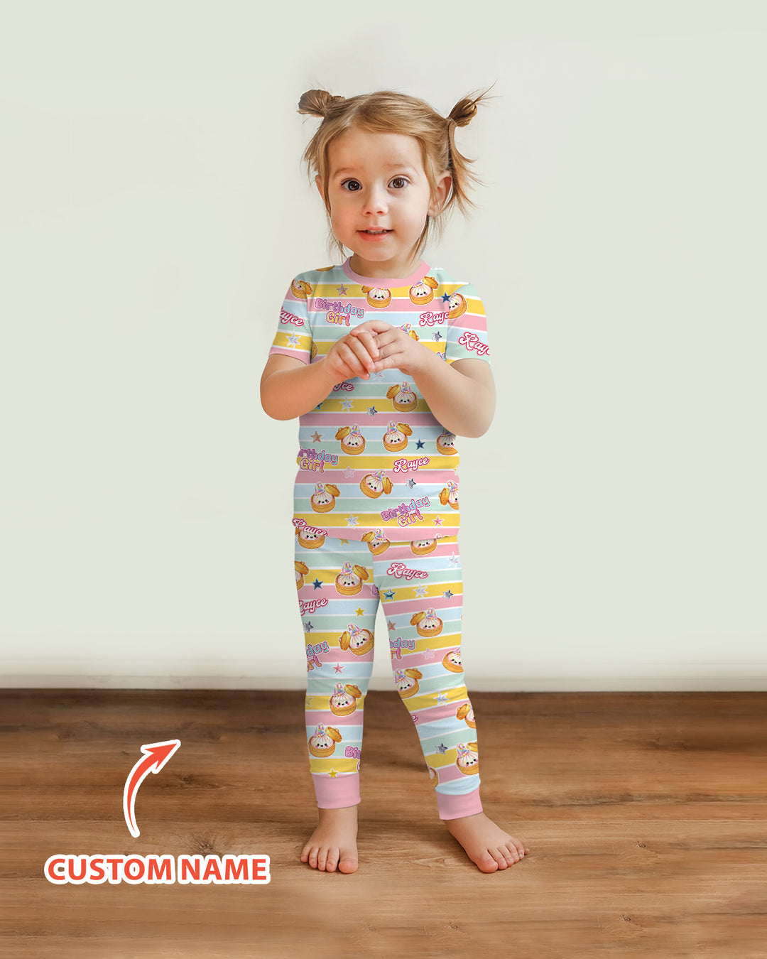 Custom Dumpling Birthday Girl  Bamboo Two Piece Short Sleeve Pajama Set