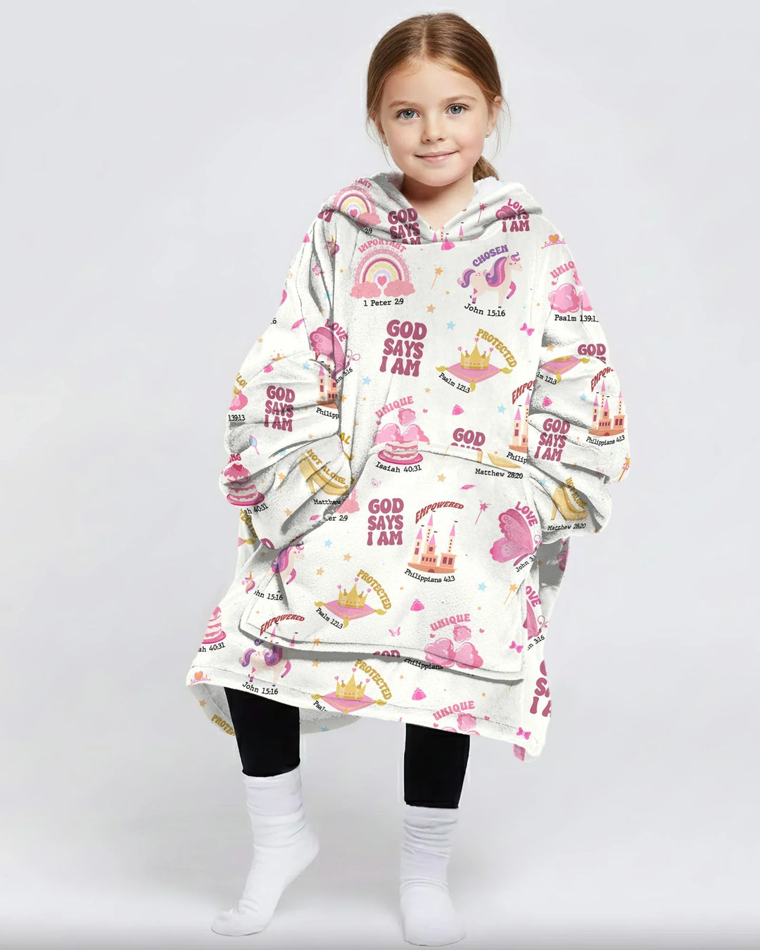 God Says I Am Girl Tragbarer Bambus-Deckenhoodie