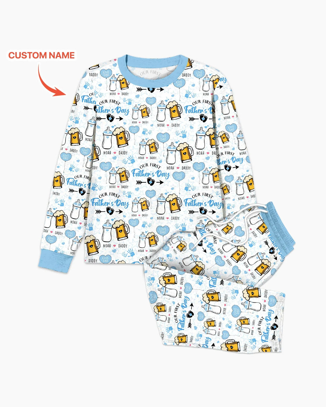 Custom Name First Father's Day Drink Bamboo Men's Pajama Set