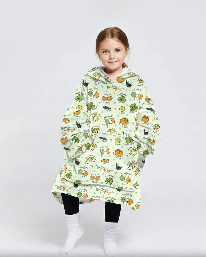 Kawaii St. Patrick's Day Tragbarer Bambus-Decken-Hoodie