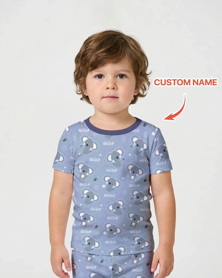 Zweiteiliges Pyjama-Set mit kurzen Ärmeln und Shorts im Sommer-Design