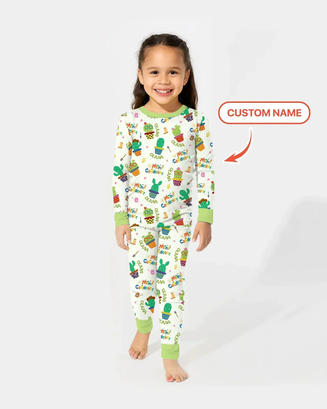 Custom Name Mini Gardener Bamboo Two Piece Long Sleeve Pajama Set