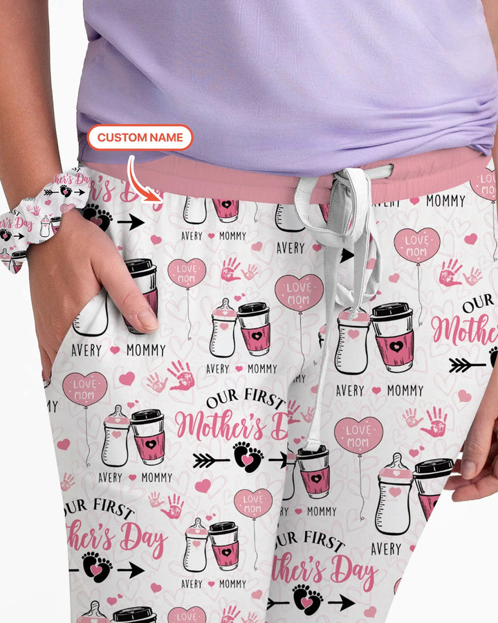 Personalisiertes „Erster Muttertag“-Trink-Pyjama-Set aus Bambus für Damen