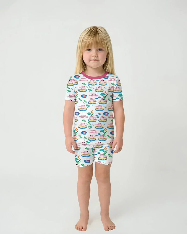 Template Zweiteiliges Pyjama-Set mit kurzen Ärmeln und Shorts