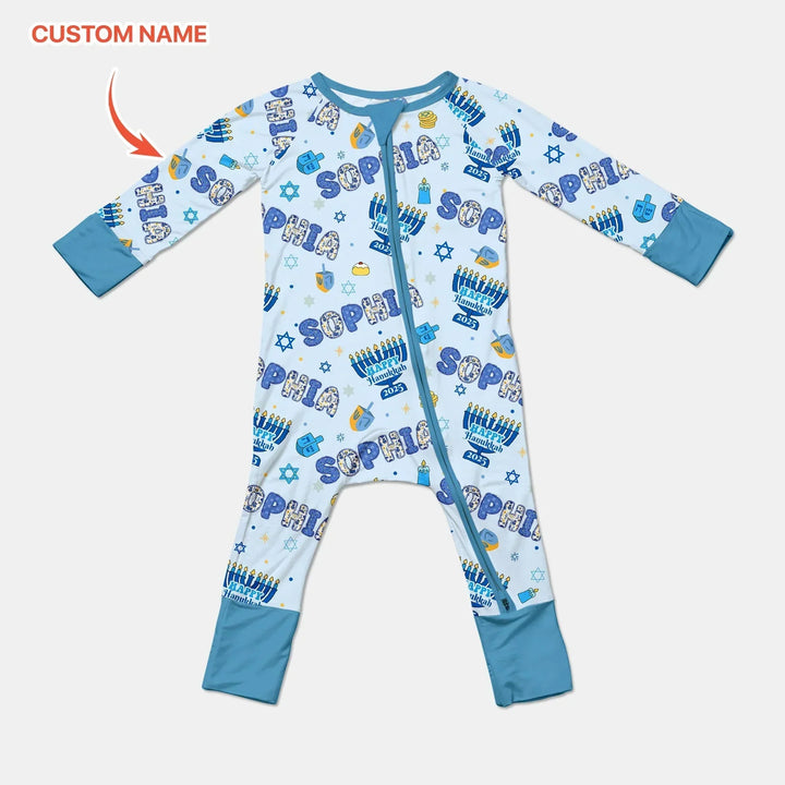 Custom name Happy Hanukkah 2025 Bamboo Convertible Zippy