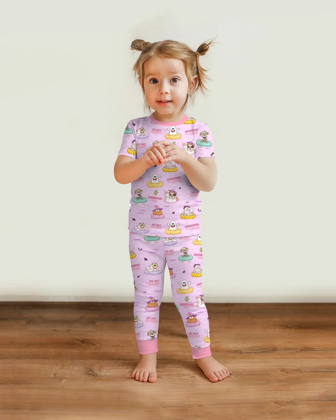 Summerween Cartoon Bamboo Two Piece Short Sleeve Pajama Set
